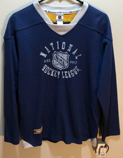 NHL Est. 1917 Antique Blue Vintage Mighty Mac YOUTH Hockey Pullover Shirt L New