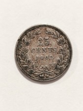 PEZZO 25 CENTESIMI 1902 PAESI BASSI IN ARGENTO REF25732J