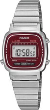 Casio LA670WA-4 Women s Digital Watch Red Dial Stainless Steel Brand New