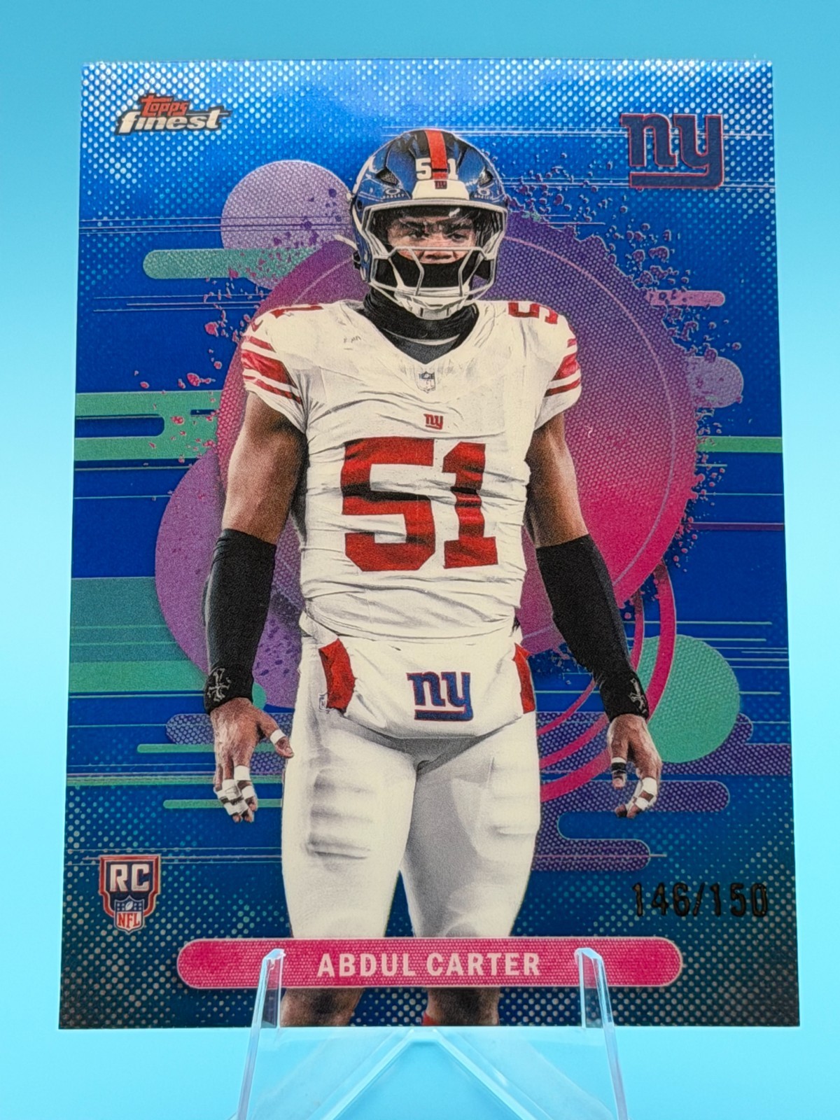 2025 Topps Finest Abdul Carter #121 Uncommon Blue Refractor 146/150 Giants RC