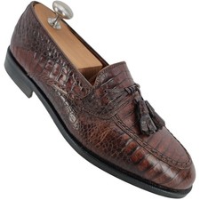 Rodolfo Valentino Embossed Brown Reptile Leather Dress Shoes Mens 8 Dress Shoes