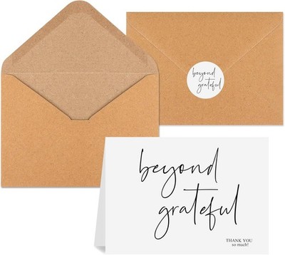 Joyberg Thank You Cards with Envelopes 34 Pcs, Beyond Grateful 3.5x5 Wedding Tha