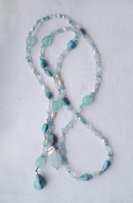 Ashiana Sterlingsilber & verschiedene Halbedelsteine Aqua Edelsteine Lariat Halskette