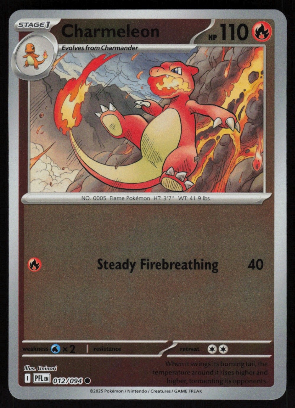 Charmeleon Reverse Holo Common ME02: Phantasmal Flames 012/094 NM