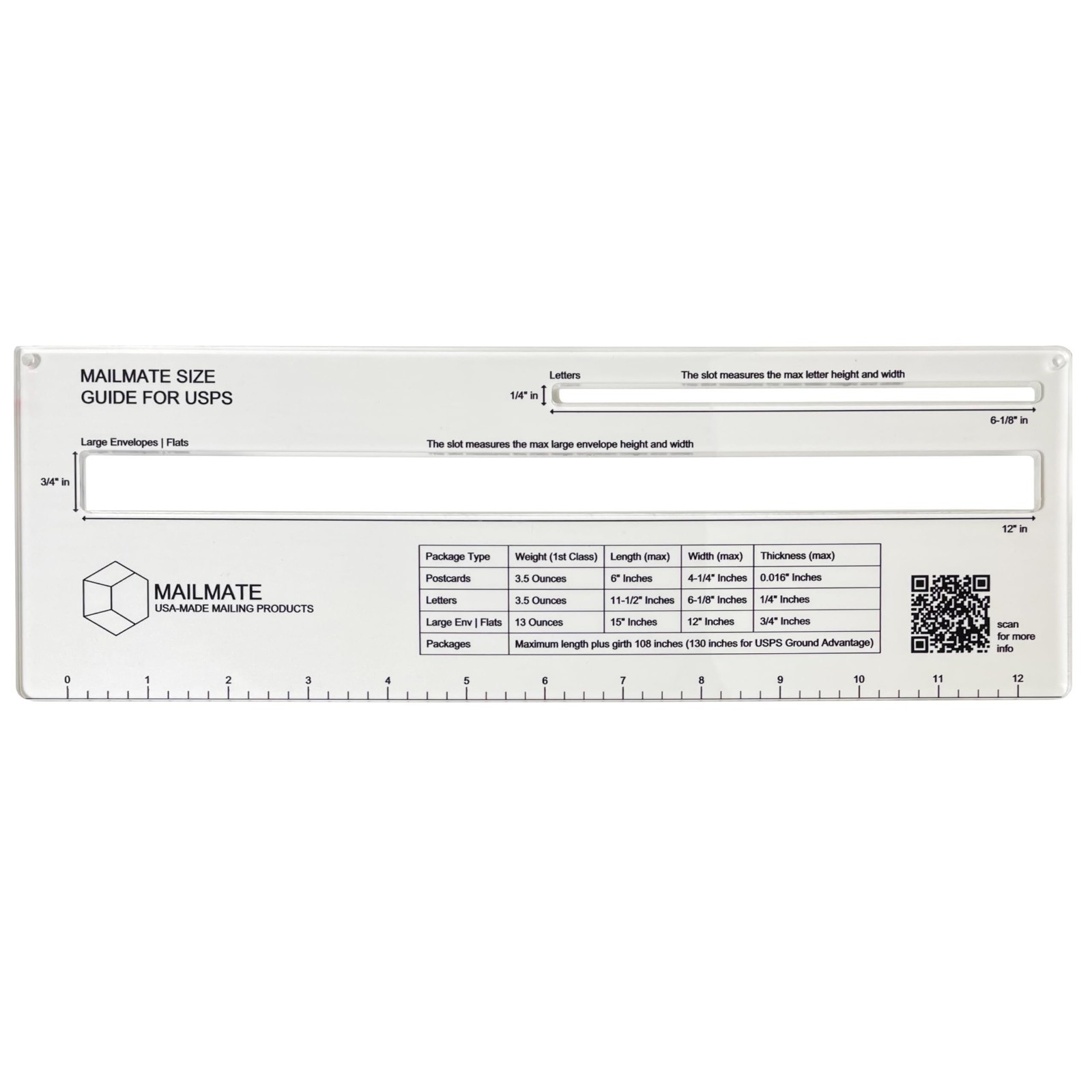 USPS Mailmate Shipping Guide | Mail Sizer, Measure Tool, Envelope Size Template