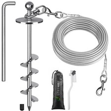 Dog Tie-Out Cable and Stake 50ft Chew-Proof Stainless Steel Cable, 16-In