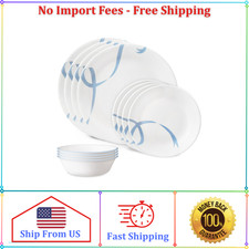 Corelle Blue Ribbons 12-Piece Glass Dinnerware Set (Service for 4)