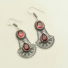 Garnet Gemstone Handmade Drop Dangle Earrings Jewelry Gift For Women 2