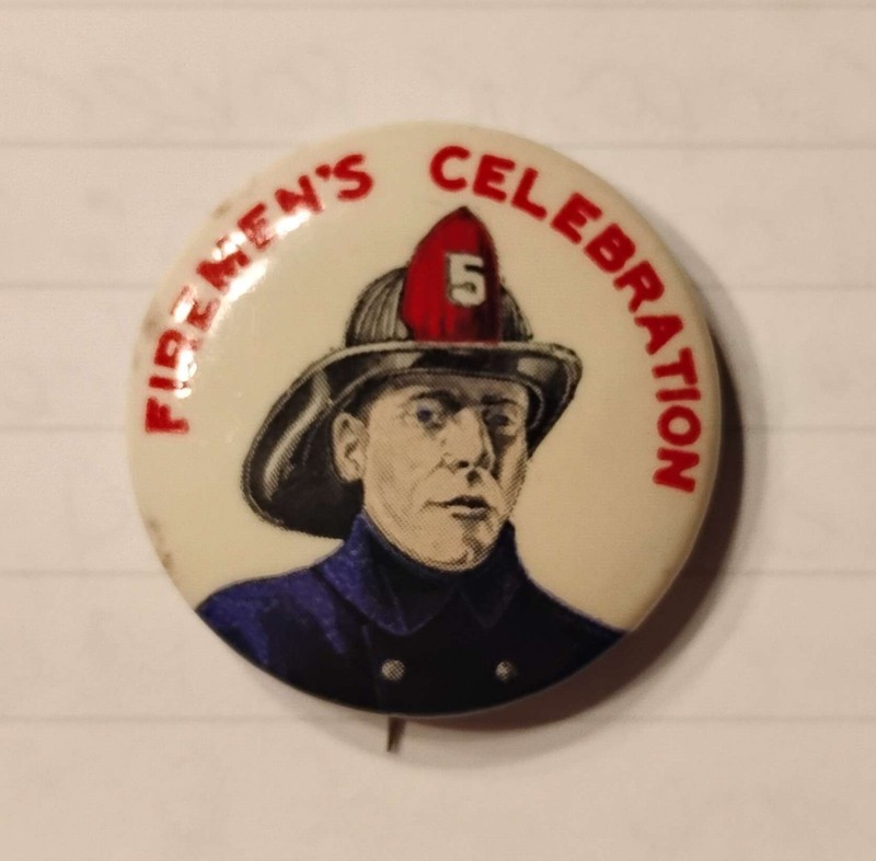 Antique Firemen's Celebration Pin back Button (Early 20th Century)