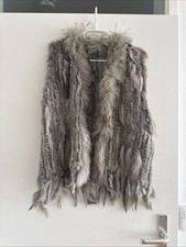Graue Echtfellweste/Jacke Einheitsgröße S-L