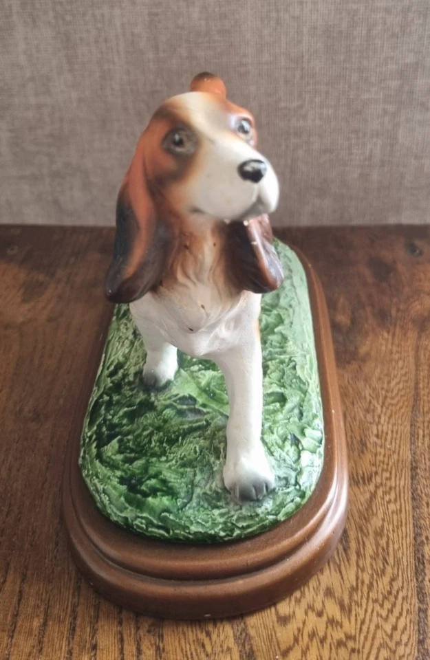Statue Cocker Spaniel Résine Vintage sur Socle Bois Déco Chien 18 cm - Photo 1/4