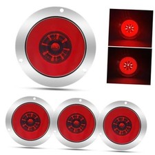 LED Round Tail Lights, 2-LED Flush Mount Truck Rear Brake Stop Lights 4 Red Red