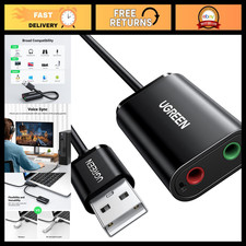USB Sound Card Adapter with TRS 3.5mm Headphone  Microphone Jack - PC/Laptop
