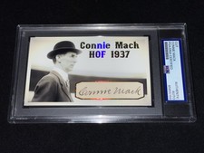 Connie Mack Signed 3x5 Custom Cut Card PSA Slab Philadelphia Athletics Baseball