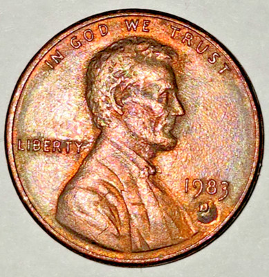 1983 D PENNY 2.5 GRAMS ***RARE***  MINT DIE ERROR / OFF CENTER (SEE PHOTO)