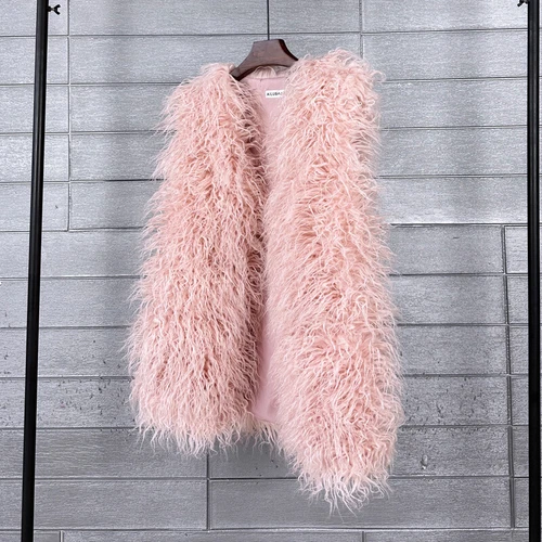 Mujeres Talla Grande Imitación Lana Piel Largo Imitación Skeep Piel Invierno Chaleco Cálido - Imagen 6 de 43
