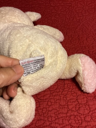 9" TY Pluffies Shearly Lamb Sheep yellow pink plush stuffed 2003 - Picture 4 of 4