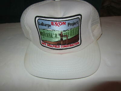 Vintage  EXXON LABARGE PROJECT  Trucker Snapback Hat Patch Cap! USA