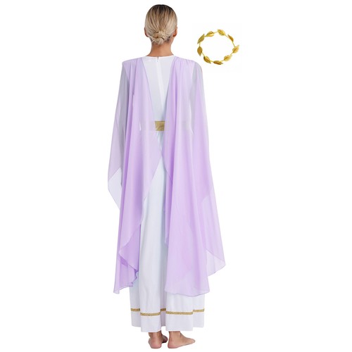 Women Greek Roman Toga Costume Grecian Princess Empress Dress with Headwear - Picture 14 of 54