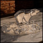 1970’s Norwegian Hadeland Crystal Polar Bear on Ice Sculpture by Willy Johansson