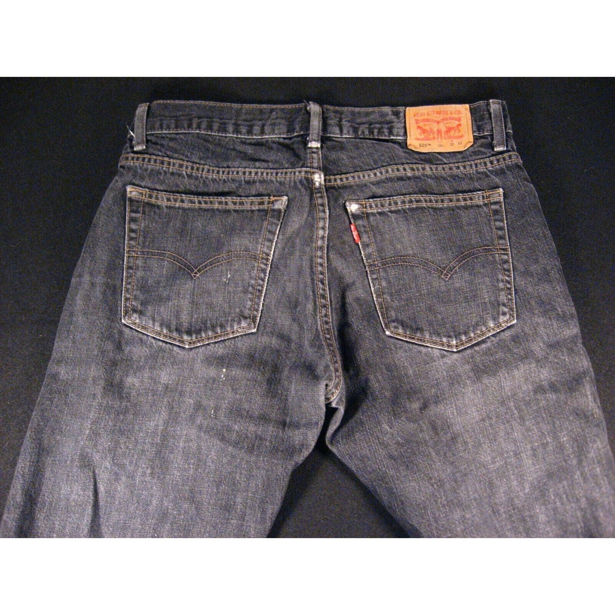 Vintage Levis 505 Boy's Black Jeans TAG 12 Husky Distressed