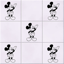 Piastrelle Wall #Mickey Mouse Art Sticker Confezione da 5 Vinile Decalcomania Stencil Decorazione Casa Fai da Te