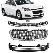 Fits 2014-2016 Chevrolet Malibu Grill Front Upper/Center/Lower Grille Chrome Set