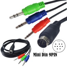 6FT Din 9 Pin 9PIN MIDI Male To 3 3.5mm Male Plug Audio Cable Adapter Splitter