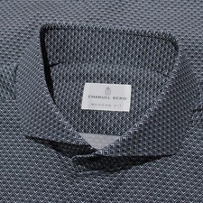Emanuel Berg NWOT Casual Button Down Shirt Size 40 15.75 M Modern Blue Pattern