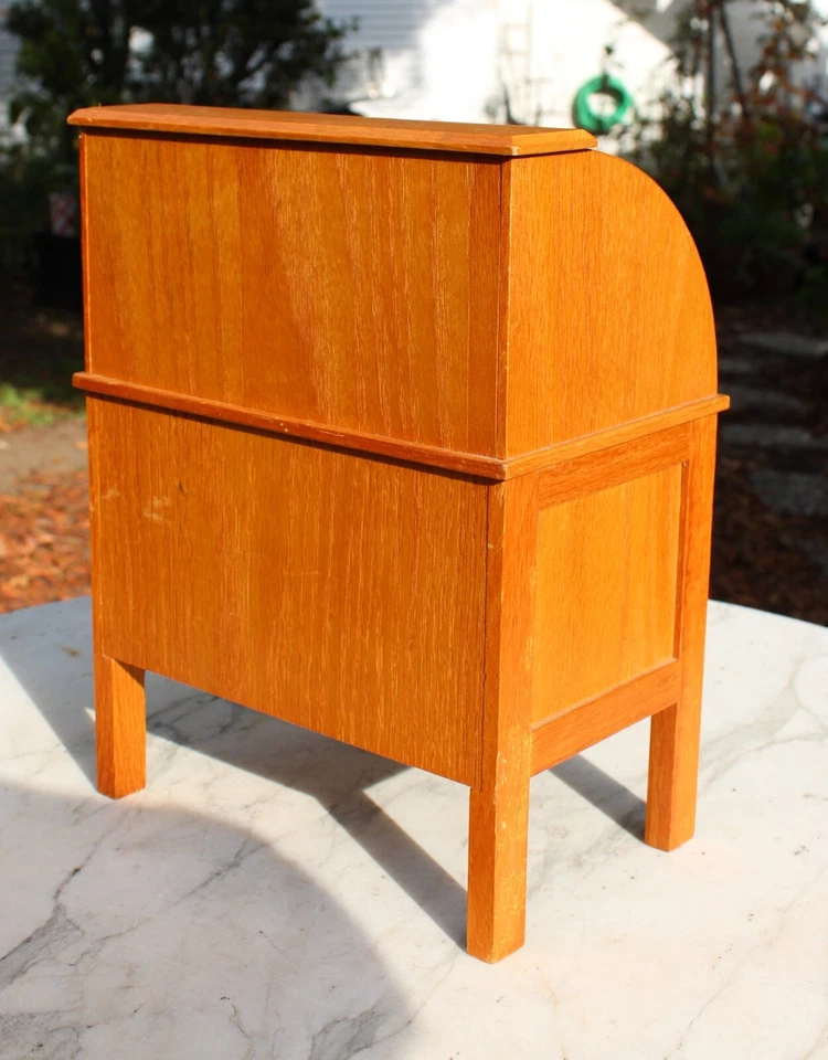 Retired American Girl Doll Oak Wooden Rolltop Desk Interactive Drawers & Top - Image 4 of 4