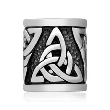 Sterling Silber keltische Triquetra Dreifaltigkeitsknoten heidnischer Bart Haar Perle Dreadlocks