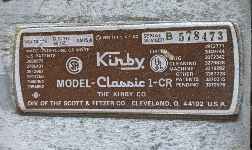 Kirby Classic 1-CR Vacuum Cleaner OEM Original Replacement Parts