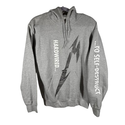 Metallica Hardwired Hoodie Mens S Gray Sleeve Graphic Destruct Sweatshirt RARE