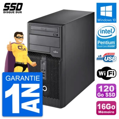 PC tour Fujitsu Esprimo P510 MT Pentium G2020 RAM 16Go SSD 120Go Windows 10 Wifi