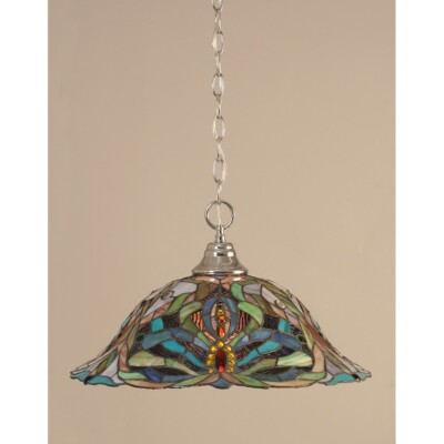 Toltec Lighting Chain Hung Pendant, 19' Kaleidoscope Tiffany Glass - 10-CH-990