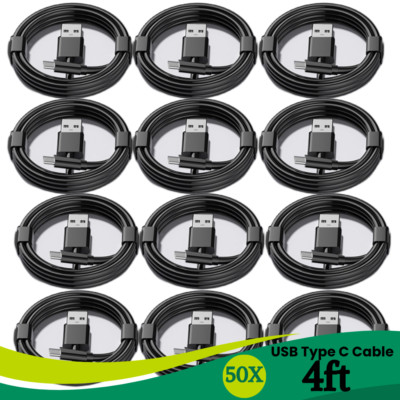 50PACK Lot USB Type C Fast Charger Cable Data Cord For Samsung Android Universal