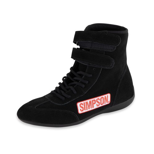 Simpson Racing Hightop Shoes- Satin Suede Toe - Classic Style - Size: 12 - Black - Foto 4 di 8
