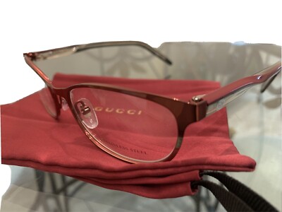 GUCCI GG 4256 Red Silver Stainless Steel Rectangle EYEGLASS