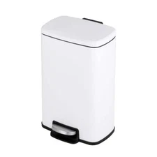 Step-On Trash Can Carbon Steel Removable Liner Indoor HandleRectangle Matt White