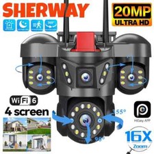 5MP 4 Lens Home Security WiFi Camera Outdoor 10K Wireless 4 Screens 16X Zoom PTZ