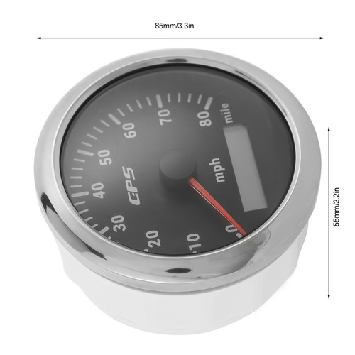 85mm GPS Tachometer 0-80MPH/H Bunte Hintergrundbeleuchtung für Auto Boot Yacht - Bild 6 von 12