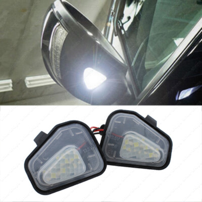 Pure 6000K White Side Mirror Puddle Lights LED Lamps For VW CC Passat Scirocco