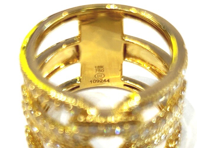 もさ♡14kgf 18K Yellow Gold Interlocking Diamond & Bead Band 0.84 Carat