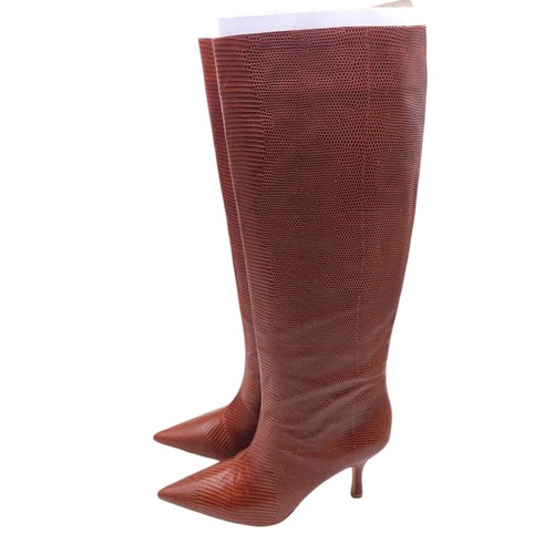 Loeffler Randall Whitney Pfennigabsatz Stiefel Kniehoch Toffee Braun Leder Größe 8