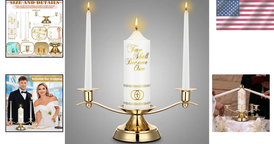 Juego de velas y portavelas Romantic Unity - Regalo ideal para bodas y aniversarios Foto 2 de 4