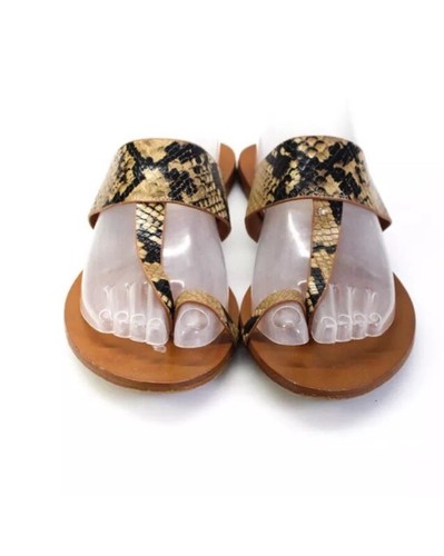 Zara Animal Print Flat Leather Sandal Size 38(7.5)