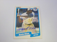 METS, BLUE JAY LEGEND WORLD CHAMPION MOOKIE WILSON AUTOGRAPHED BASEBALL CARD COA