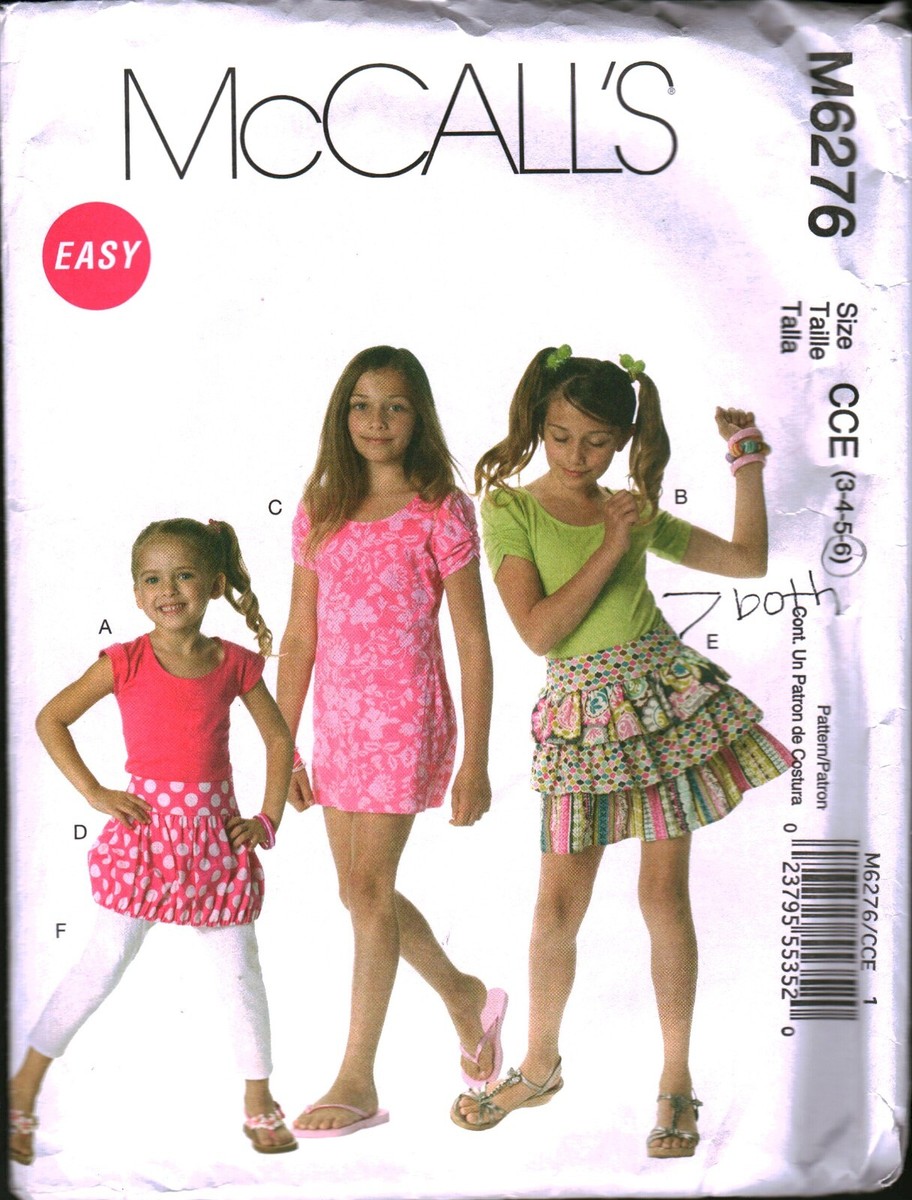 Girls Skirted Leggings Pattern 6276 McCalls SEWING Pattern Girls