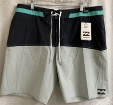 Men  s Billabong Board Shorts Size 36 NWT Platinum X Black, Gray Aqua Stripe