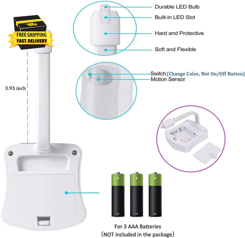 Komire Motion Sensor LED Toilet Night Light with 8-Color Changing, Battery Opera - Picture 7 of 8